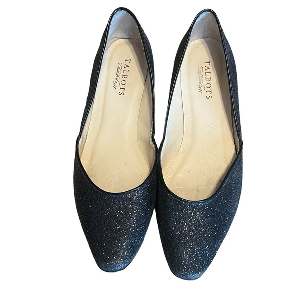 Talbots Riya black sparkle glitter leather ballet flats - Picture 2 of 7